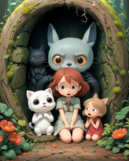 a cutest death, by Hayao Miyazaki, <lora:xl_more_art-full_v1:0.75>  , <lora:Surreal Harmony:0.7>