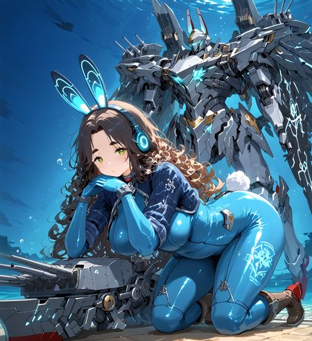IllusP0s, PonyScores7, source_anime, ah1, IllustriousQual, interesting, exciting, spectacular, wonderful, <lora:natsumi_style:0.5>, <lora:by_usakun-pony:0.4>, by usakun, <lora:Akina_Bbw_Style_-_PonyXL:0.2>, AkinBw,
BREAK (Underwater Shot),
BREAK 1girl, mature female, (round face:1.2), (thick eyebrows), (curvy), round-chin, caucasian, (plump face), <lora:Round_face:0.2>, <lora:ETO_OC_Illustrius:0.5>, eto_oc, skindentation, (plump), thick thighs, wide hips, busty, voluptuous, lips, <lora:venus body PonyXL:0.3>, <lora:shinyskin2:0.2>, glistening skin,
BREAK  (curly hair), long hair, (black hair:1.4), (parted hair), messy hair, kinky curls, <lora:hairdetailpxl:0.2>, hairdetailpxl,
BREAK (half green and brown eyes), (colorful eyes), (multicolored eyes), (downturned eyes:1.4), <lora:expressive eyes:0.2>, expressive eyes, <lora:eyedetailpxl:0.2>, eyedetailpxl, <lora:Eyes_High_Definition:0.2>, EyesHD,
BREAK ((Shy, Downcast eyes hesitant expression indicating humility or self-consciousness)), <lora:Expressive_H:0.2>, Expressiveh, <lora:Emotional_Anime_Expressions_PonyXL_Concept:0.2>, emotional, <lora:Best_Facial_Expression_LoRA_PONY:0.2>, looking at viewer, <lora:Detailed expressive EXEV style -XL Pony V1.0:0.2>, FaceDetail,
BREAK ((Kneeling down with hands resting on thighs)),
BREAK (<lora:AL_Style_Normal_Ship:0.6>, (((ALstyl3, azur lane, retrofit,retrofit (azur lane), pale to dark rigging, mecha, wings, glowing neon circuits,  metallic structure, turret, gacha style, huge cannon, neon headphones, rabbit ears, mechanic tail, boots, light armor, dark slate blue flannel bodysuit, glowing bodysuit, skin tight)))),
BREAK (((a cozy home, featuring a clogged drain, essential tools, comfortable atmosphere, and diligent repair work))),
BREAK <lora:xl_more_art-full_v1:0.2>, <lora:aesthetic_anime_v1s:0.2>, <lora:EpicF4nta5yXL:0.2>, <lora:detailxl:0.2>, detailxl, <lora:Fant5yP0ny:0.2>, best quality, amazing quality, best aesthetic, absurdres, illustration, Volumetric_Lighting, ultra-detailed, very aesthetic, intricate details, 8k, masterpiece, best_quality
BREAK Stable_Yogis_PDXL_Positives, AS-Adult, <lora:Complicated fantasy portrait - XL Pony V2.0:0.2>, bad-hands-5, <lora:HDA_Detailer:0.3>,
