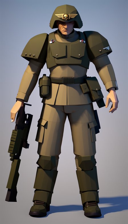 low-poly style Astra militarum, scenery, detailed background, masterpiece, best quality, high quality, absurdres <lora:astra_militarum_xl_v1:1> . low-poly game art, polygon mesh, jagged, blocky, wireframe edges, centered composition