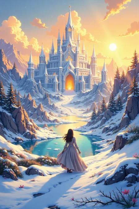 ice palace beautiful  anime landscape, golden hour, woman, very intricate, very detailed, sharp, bright, colorful, <lora:Hand v2:0.5> <lora:Anti-Blur:1><lora:Insane Detail Slider:0.25>  <lora:flux.1_lora_flyway_Epic-detail_v2:0.3> <lora:fluxenhancer:0.25> <lora:ROWER:0.6> <lora:flux-charmer-v1-1:0.4>  <lora:classic-cartoon:1> cl4ss1cc4rt00n