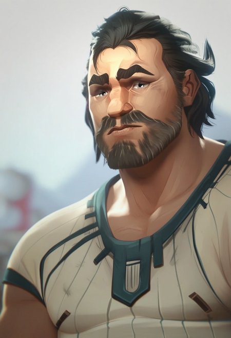 score_9, score_8_up, score_7_up, score_6_up,  
v4nd3r  , Vander , Vander /(league of legends arcane/), solo, looking at viewer, shirt, black hair, 1boy, upper body, male focus, multiple boys, 2boys, facial hair, thick eyebrows, beard, sportswear, realistic, mustache, bald, soccer uniform ,/(league of legends arcane/),