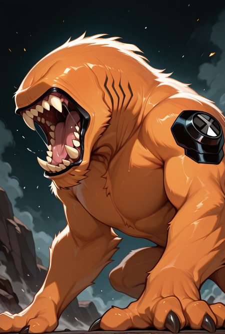 <lora:wildmutt-06:1> wildmutt, solo, no humans, claws, sharp teeth, no eyes, no ears,  <lora:Fangs_V4:1> fangs, teeth, mouth, open mouth, perfect teeth, detailed teeth, masterpiece, best quality, amazing quality, very aesthetic, absurdres, newest,