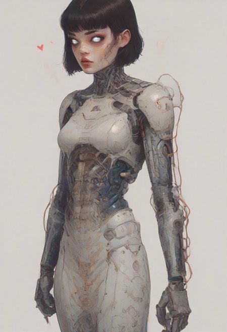 score_9,score_8_up,score_7_up,score_6_up,score_5_up,score_4_up, full body, tomie kawakami, standing in lost city, solo,female focus,looking at the spectator,(Heart-shaped face, dark blue eyes, plump lips, short bob-cut dark brown hair, 5'6", 125 lbs, medium breasts, narrow waist, slender figure, a star tattoo on the ankle, pale skin, angular jawline, and slightly upturned nose.:1.3),(A gold lace bra paired with a black puffy mini skirt, and finished with bold gold high heels on a platform, featuring exquisite lace designs and a skirt made of rich velvet fabric, providing a luxurious and captivating look.:1.3),(plain contrasting background:1.3),(full-length:1.5),hands,Perfect hand,Perfect feet,Perfect eyes,cyb0rg,science fiction,cable,mechanical parts, stunted dark city background , horror, scary city,<lora:feet v3:1>,<lora:hand 4:1>,<lora:PerfectEyesXL:1>,zPDXL2,zPDXLpg,<lora:cyb0rgXLP:0.8>,<lora:add-detail-xl:1>,<lora:DP-Pony:1>,p33rs,<lora:incase-ilff-v3-4:0.2>,