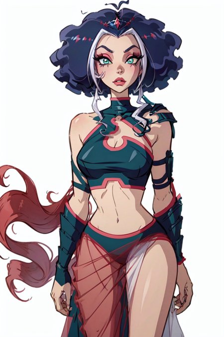 (Stormy), green eyes, (white background, solid white background:1.5), (realistic:1.2), (masterpiece:1.2), (full-body-shot:1),(Cowboy-shot:1.2), dark romantic lighting, (highly detailed:1.2),(detailed face:1.2), (gradients), colorful, detailed eyes, (natural lighting:1.2), solo <lora:add_detail:0.3> <lora:BeautifulEyes:0.6> <lora:WinxClubAmplifiedStormy-10:0.9>