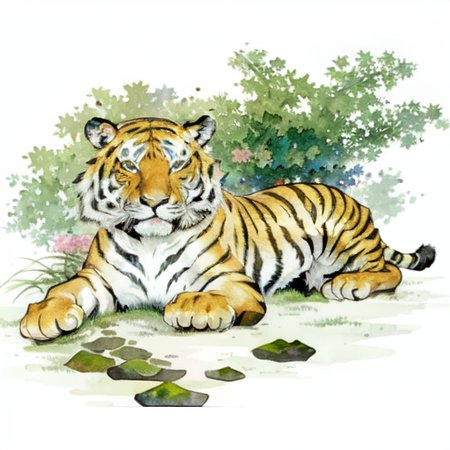 tiger,hill,highly detailed RAW photo, photorealistic, photo real, ultra high res, detailed shadow, best quality,(front lighting), <lora:shuicai_v1:1>
