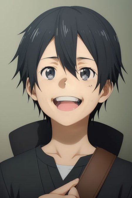 high resolution, solo, best quality, 1Boy, Kazuto Kirigaya, portraits, Black Hair, Black Eyes, laughing, tickled, OverallDetail