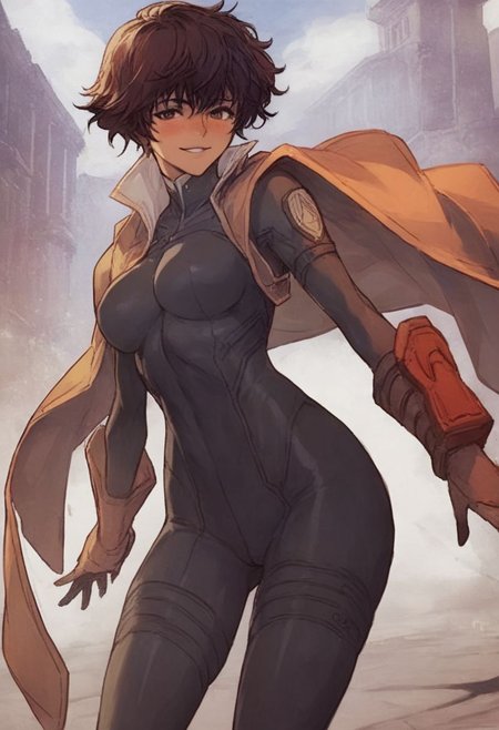 score_9, score_8_up, score_7_up, score_6_up, score_5_up, score_4_up,  <lora:RWSara01:1>, RWSara01, jacket, bodysuit, smile,  score_9, score_8_up, score_7_up, score_6_up, score_5_up, score_4_up, rating_questionable, , source_anime, digital illustration, pixiv, fanbox, uncensored, , BREAK, official art, 1girl, solo, Seductive Eyes, skinbodysuit, bodysuit, outdoors, blush, cowboy shot, looking at viewer, <lora:skinbodysuit e3-000009:0.75>, ng_deepnegative_v1_75t, easynegative, OverallDetail