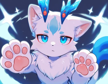 (masterpiece, best quality:1.1), fantasy kinoko, <lora:N11_KinokoV2_22_1206:0.7>, looking at viewer, expressionless, animal hands, on four, from above, solo, pawpads,