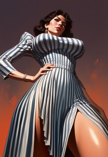 score_9, score_8_up, score_7_up, korean 1girl, mature, intricate striped dress, femdom misstres,
thick thighs, narrow waist, thick lips, under boobs,
large breasts, black hair, looking at viewer, female focus, at home, from below,
b0ris,