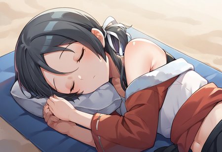 score_9, score_8_up, score_7_up, source_anime, inagi (kancolle), sleeping, lying, on beach