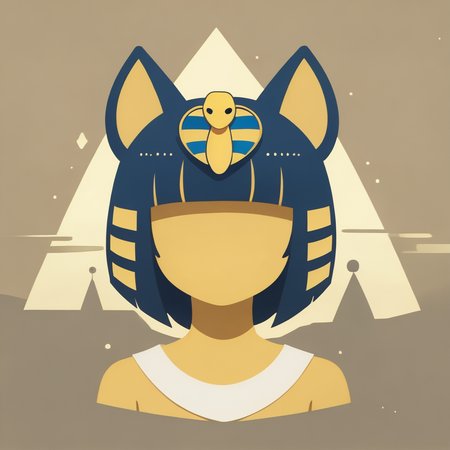 zPDXL2, solo, 1girl, Ankha, yellow skin, portrait <lora:PonyMinimalStyle:1> MinimalStyle, faceless, no eyes, no nose, no mouth, pyramids at night background