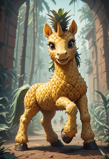 score_9, score_8_up, score_7_up,
Immensely powerful unicorn, super strong horse with a horn, unicorn, action pose, detailed background,
WORLD MORPH PINEAPPLE, PINEAPPLE SLICE