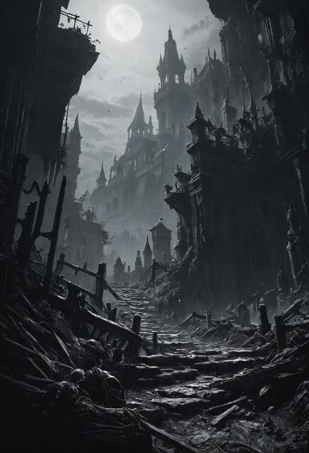 score_9, score_8_up, score_7_up, BREAK
grimdark setting, valley, cliffside, bones, realistic, best quality, horror, ral-chrosc-bw, Bloodborne, Style-Volumetric, CS-RBW