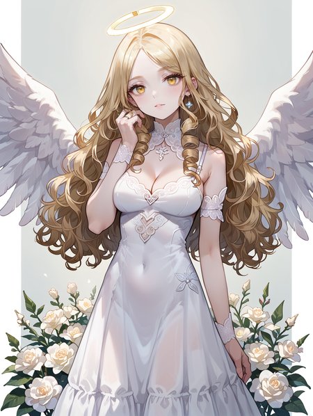 score_9, score_8_up, score_7_up,source_anime,
1 girl, sexy, big breast, regardant le spectateur, anatomie parfaite, chambre à coucher, (long hair, blond hair, curly hair), yellow eyes, (mignonne fille de 20 ans), small body, little body, sexyai, white skin, sexy dress, angel, angel wings, white wings
 <lora:style07:0.7>