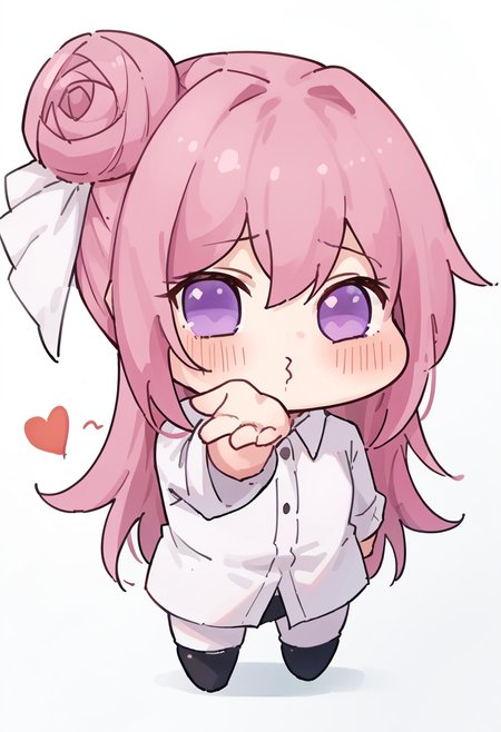 score_9, score_8_up, score_7_up, source_explicit, source_anime,
BREAK
<lora:Doro_X_PDXL_V1:0.6>, doro, creature, :3, chibi, pink hair, purple eyes, hair bun, hair bow, no humans, white skin, four legs, solid circle eyes, no pupils,
<lora:FrierenBlowingKissMeme_XLPD:1.0>, IncrsBlowingKiss, heart, blowing kiss,
white background, 
BREAK
depth of field, lights, illumination,
<lora:GoddessofNikkie_PonyXL:0.6>, Nikkedusk_Style,