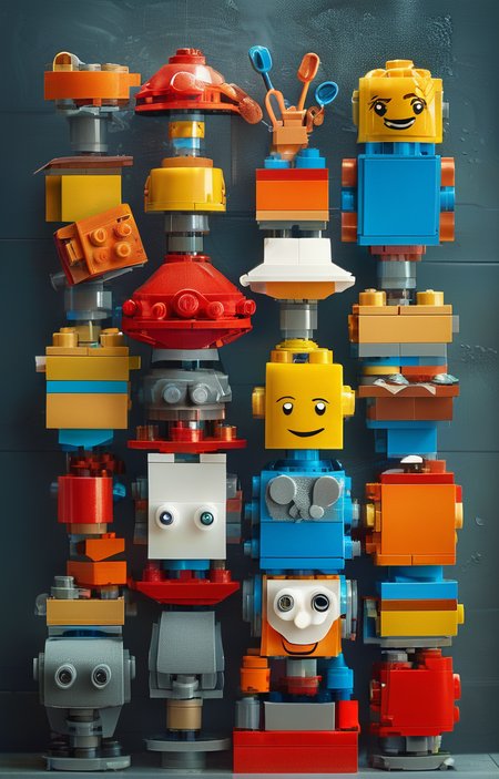 masterpiece,best quality,<lora:tbh246-sdxl:0.9>,illustration,style of lego,  portrait of Housework robots