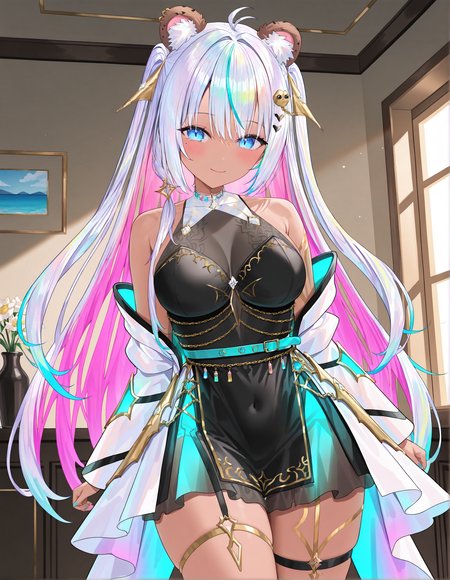 masterpiece, perfect quality, best quality, absolutely eye-catching, absurdres, highres, newest, indoors,  <lora:cookieswirlcillustriousXL:1>, 1girl, cookieswirlc, cowboy shot, smile,