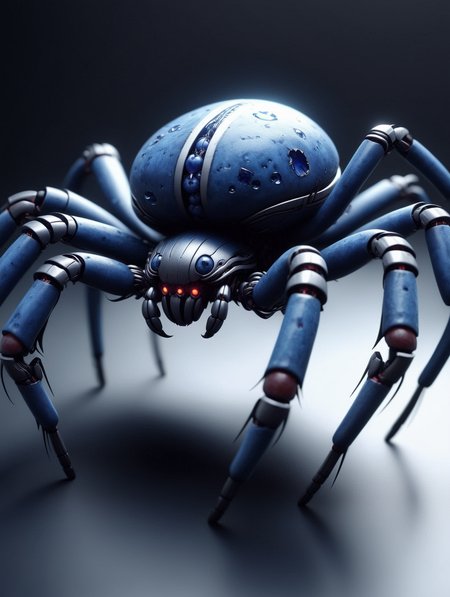 blueberrym0rph of a fantastic cyberpunk spider  <lora:Blueberry_World_Morph:1>