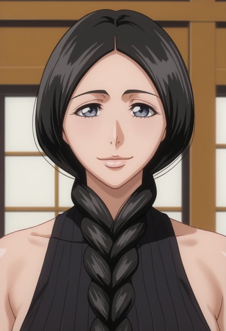 score_9, score_8_up, score_7_up, source_anime, BREAK 1girl, solo,mature female,  <lora:DX888Retsu:1>, unohana retsu, single braid, ribbed  sweater, sleeveless, smile,