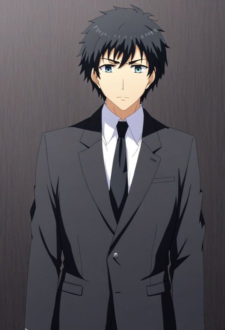 high resolution, solo, best quality, 1Boy, Arata Kaizaki, Black Hair, Formal suite, sales, OverallDetail