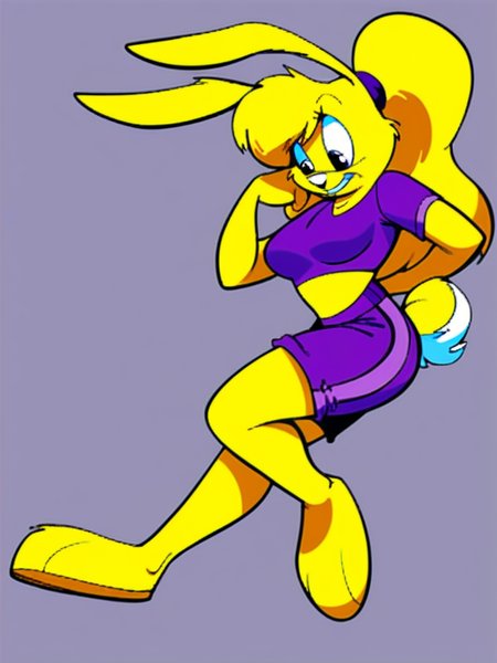 score_9, score_8_up, score_7_up, score_6_up, score_5_up, score_4_up, retro artstyle, BREAK 
LoriJackRabbitPXL, rabbit girl, long blonde hair, ponytail, yellow fur , purple sports bra, purple shorts,<lora:lorijackrabbit-v1:0.9>