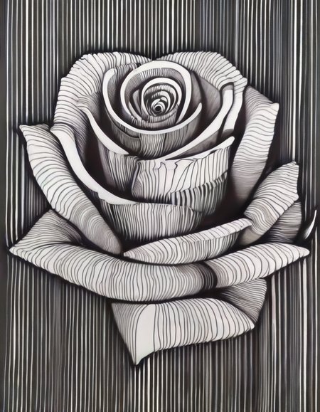 monochrome, rose, LineWork
 <lora:LineWork-000005:1>