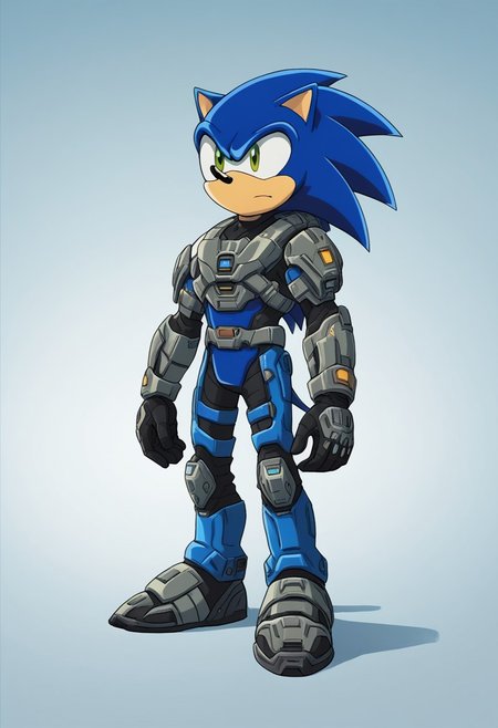 score_9, score_8_up, score_7_up, 1boy,solo, recon-class_mjolnir, science fiction,  super soldier, armor  SonictheHedgehog, furry male, solo, blue fur, green eyes,  full body,
