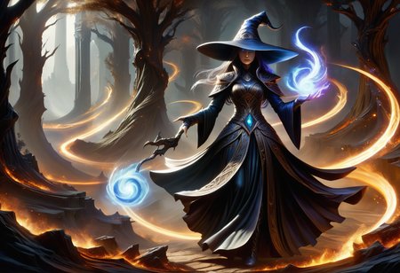 hyper detailed masterpiece, dynamic, awesome quality,  earthen shadow DonMM4g1cXL magic, sorceress <lora:DonMM4g1cXL:1>