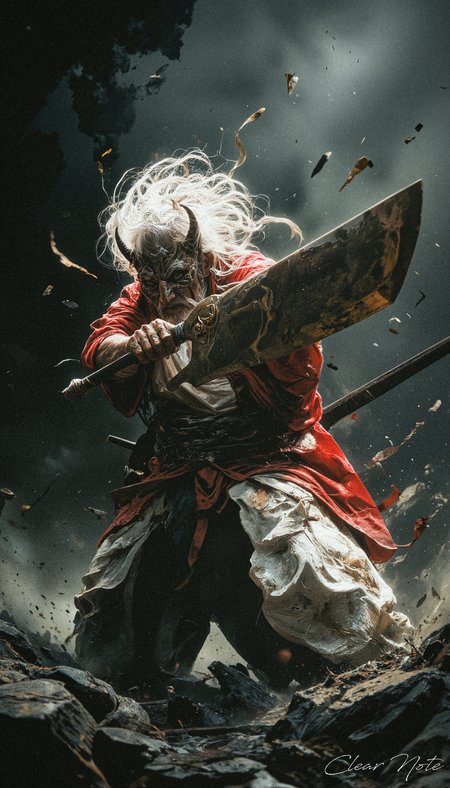 Old man unleashes the powers of the oni. An overwhelming power that is hard to imagine from his usual appearance.