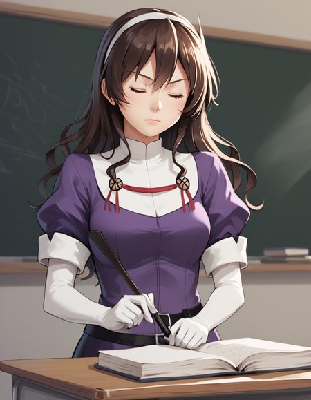 score_9, score_8_up, score_7_up,
ashigara (kancolle), off1cialc0stume, book, closed eyes, desk, solo, whip, school, table, eyes closed, teacher, riding crop, classroom, chalkboard, information board
 <lora:ashigara:0.9>