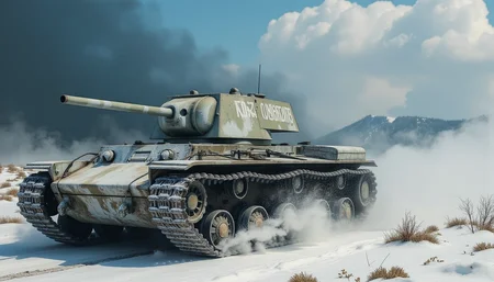 oil paintingof the battlefield,   <lora:kv1:0.8>,kv1,backlight, angel's ladder,
A tank runs through the snow-covered Russian land, kicking up snow as it runs. Its white camouflage paint peels off, revealing the city's Russian blue.