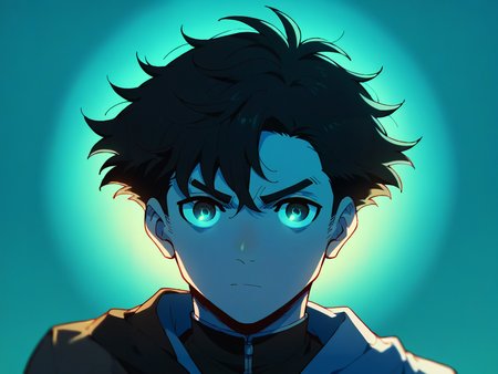 score_9, score_8_up, score_7_up, score_6_up, score_5_up,   <lora:dandadanXLP:1> dan, 1boy, blue lighting, portrait, black hair,