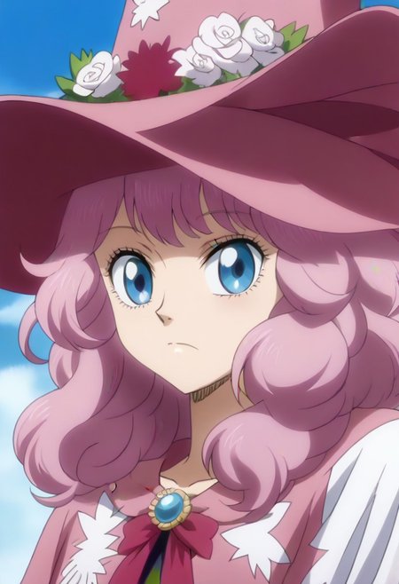 <lora:SlimesDorothy:1>, slimes_dorothyunsworth, pink witch hat, blue eyes with a pink outline, pink hair,,,,,,,,,,,,,,,,,,,,anime coloring, anime screencap, 1girl,Solo ,, anime,,,,official art,Uncensored,Unedited ,,,,,,,,,,,,,,,,,,,,,,,,
