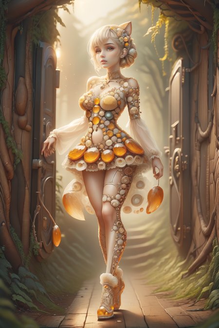 breathtaking 1girl, full shot, full body, <lora:ral-mushroomz:1> mushroomz <lora:citrine-style-darquelilly-v1:1> citrinegemstyle, masterpiece, award-winning, professional, highly detailed