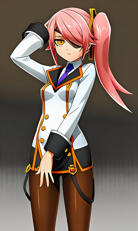 anime artwork illustrating Konoe_Ayatsuki_Mercury \(XB\), 1girl, solo, yellow eyes, long hair, skirt, simple background, breasts, small breasts, pink hair, pantyhose, uniform\(XB\), side ponytail,eyepatch. created by japanese anime studio. highly emotional. best quality, high resolution, Konoe_Ayatsuki_Mercury \(XB\), 1girl, solo, yellow eyes, long hair, skirt, simple background, breasts, small breasts, pink hair, pantyhose, uniform\(XB\), side ponytail,eyepatch, magical, highly detailed, sublime, extremely elegant, sharp focus, expressive, cute