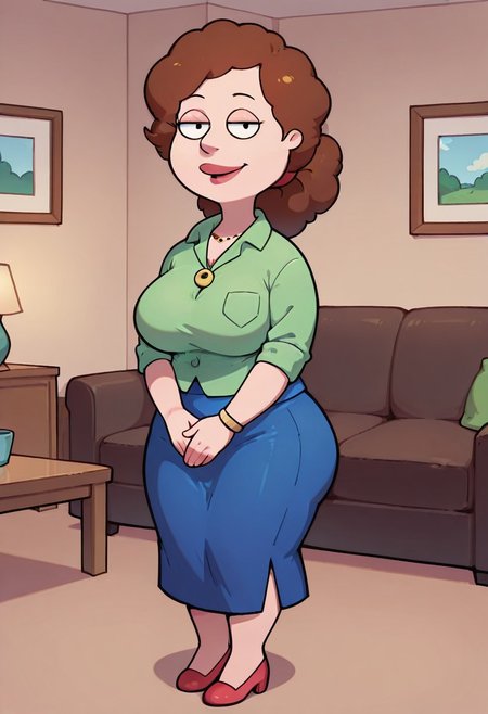 score_9,score_8_up,score_7_up,score_6_up,best quality, 1girl, solo, living room, couch, indoors,
BREAK
unnamed girl, brown hair, black eyes, (mature female:1.5), (plump:1.2), large breasts, gigantic ass, gigantic hips, green sweater, rolled up sleeves, blue skirt, shoes, own hand together, smile, looking at viewer, long skirt, half-closed eyes, necklace,