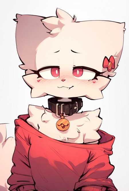 Sillycat, female, collar, simple background <lora:Sillycat:1>  score_9, score_8_up, score_7_up, score_6_up, score_5_up, score_4_up zPDXL