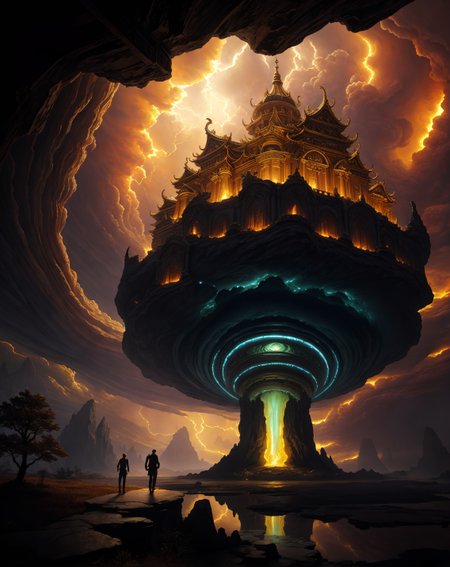Albert Bierstadt: (luminous skies), (dramatic mountain vistas), (hyperrealistic naturalism), (golden hour glow)Jade-liquid lake drowned bell temple,Lava grapple swing rescuing hostages with fisheye heat distortion,Tornado alley: Supercell structure rotating with vorticist precision,
hyperrealistic surrealism,ultra-detailed,intricate textures,luminous colors,cinematic lighting,dramatic perspective,volumetric atmosphere,8k UHD,sharp focus, professional color grading, 
<lora:extremely_detailed:0.8> extremely detailed,
<lora:DetailMaximizer:0.7>,
<lora:offset_0.2:0.7>,
<lora:add-detail-xl:0.3>,
<lora:aidmaMJ6.1_v0.5_2:0.7> aidmamj6.1,
<lora:Consistency Corrector XL:0.3>, Retrofuturism painting art style, nostalgic composition, combines retro aesthetics with futuristic elements, Baroque art style, dynamic composition, dramatic lighting, rich colors, intricate details, professional-grade execution, captures the grandeur and theatricality of the Baroque period