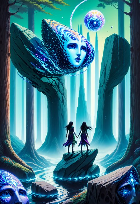 ethereal fantasy concept art of landscape, ((Formidable Granite Boulder)) ancient ritual site, glowing with intense colors, altar breaking into ethereal shards, aura of mysticism, vibrant hues of emerald and sapphire, atmosphere charged with anticipation, digital artistry, detailed shadows and highlights
<lora:Style_ThatSpecialFace:1.3> . magnificent, celestial, ethereal, painterly, epic, majestic, magical, fantasy art, cover art, dreamy