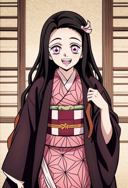 Kamado_Nezuko, kimono, happy