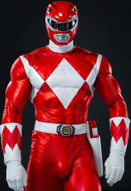 Red ranger, power ranger, muscular, skintight lycra, tight clothing, muscular red ranger,