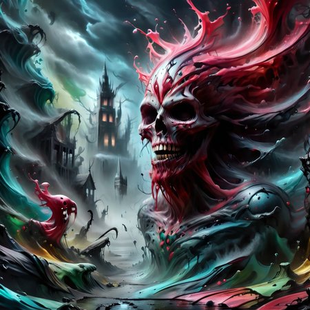 safe_pos, Cute Scary Halloween Smiling Poop, paintmgc, blue paint, red paint, gold paint, pink paint, green paint, silver paint, colorful paint, yellow paint, CR33P1NGF0G, fog, fog, dark, night, haze, eldritch_abomination, horror_(theme)