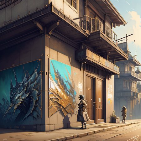 grafitti on a wall, extrem detailed,banksy stil,by Artbreeder,Chet Zar,by Peter Mohrbacher, 4k octane render,highly detailed,, golden ratio, fake detail, trending pixiv fanbox, acrylic palette knife, style of makoto shinkai studio ghibli genshin impact james gilleard greg rutkowski chiho aoshima
