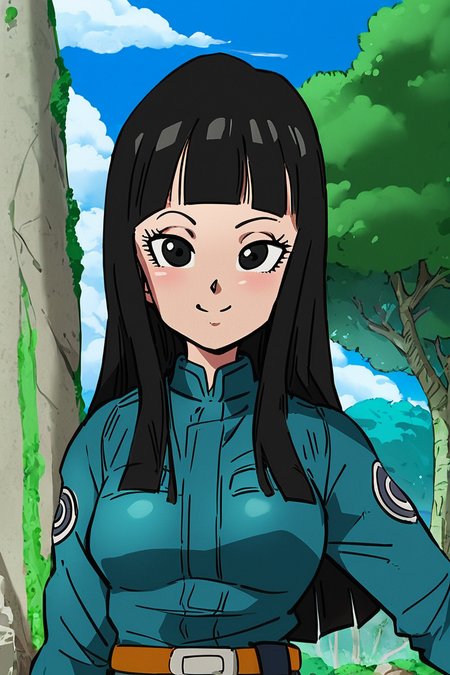 score_9, score_8_up, score_8, medium breasts, (curvy), cute, eyelashes,       ,,, , ,,, zzMai, long hair, black hair, black eyes, blunt bangs,  military uniform, belt, <lora:FutureMai_DragonBall_PDXL:1.0>,  ,,,, BREAK, smile, looking at viewer, cowboy shot, ,,, outdoors, sky, day, cloud, tree, blue sky, sunny,  ,,, Expressiveh, ,,, <lora:Alola_Style_PDXL:0.8>, <lora:Expressive_H-000001:0.4>,