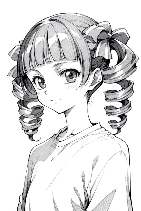 score_9, score_8_up, score_7_up, score_6_up,
 <lora:Touko_Matsudaira:0.9> touko, 1girl, solo, greyscale, monochrome, drill hair, traditional media, sketch, twintails, twin drills, spot color, blunt bangs
