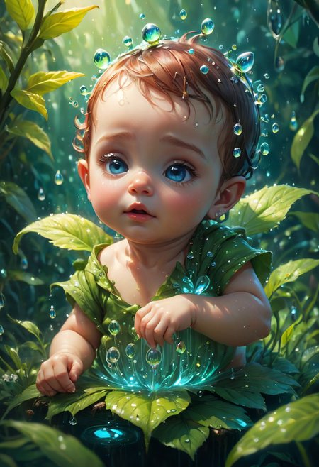 realistic,cute baby,"dew drops,in spring wonderland" fairytale concept art,by Alberto Seveso,Cyril Rolando,Dan Mumford,Carne Griffiths,Meaningful Visual Art,Detailed Strange Painting,Digital Illustration,Unreal Engine 5,32k maximalist,hyperdetailed fantasy art,3d digital art,sharp focus,masterpiece,fine art,photo_(medium),reality,