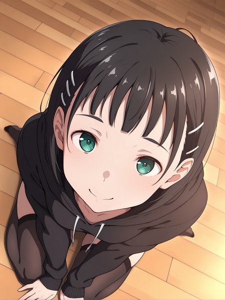 masterpiece,best quality,newest,1girl,solo,
<lora:p_suguha_v1.0:1>,p_sugu,
black hoodie,bottomless,black_thighhighs,
<lora:Fixhands_anime_bdsqlsz_V1:1>,dynamic_angle,cinematic_angle,looking_at_viewer,simple_background,white_background,face_focus,upper_body,smile,wariza,