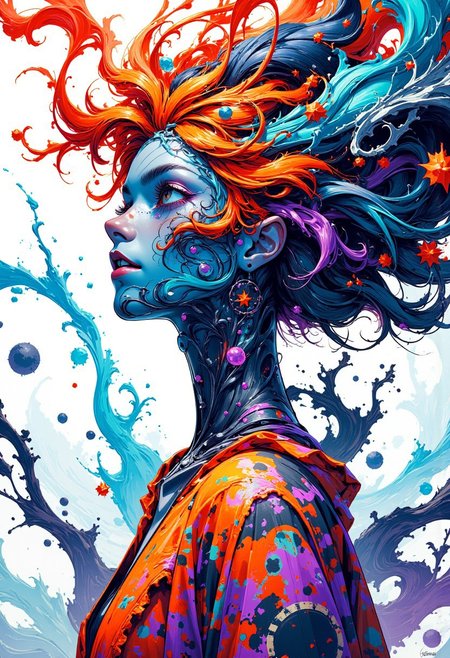 ck-ym, in the style of ck-ym, digital artwork in the style of cknc, nistyle,  official art, unity 8k wallpaper, ultra detailed, beautiful and aesthetic, masterpiece, best quality, (zentangle, mandala, tangle, entangle), (fractal art:1.3) , (young woman), extremely detailed, dynamic angle, the most beautiful form of chaos, elegant, a brutalist designed, vivid colours, romanticism, by james jean, roby dwi antono, ross tran, francis bacon, michal mraz, adrian ghenie, petra cortright, gerhard richter, takato yamamoto, ashley wood, atmospheric, ecstasy
<lora:ck-nc-pastel-cyberpunk:0.66> <lora:Elden_Ring_-_Yoshitaka_Amano:0.2> <lora:test2:0.66>  <lora:ck-MetalGearSolid:0.4>