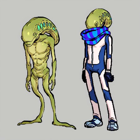 (meme:0.[[8:4:0.3]:1:6]), Exotic alien tentacle scarf, Interstellar flight suit, male, lemore
score_8_up <lora:TemplateMeme-000013:.81>