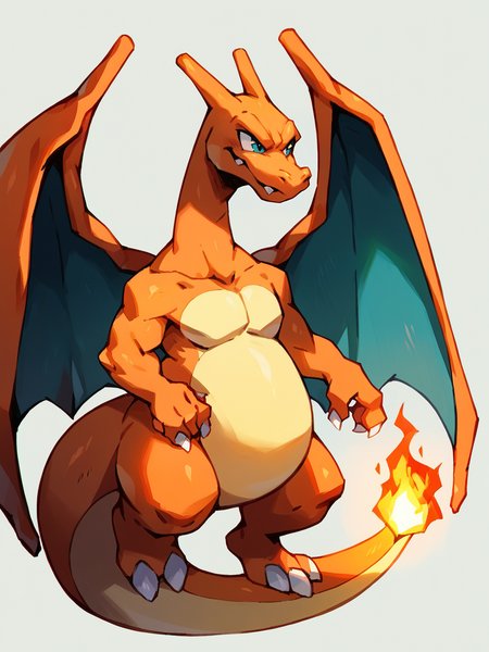 score_9, score_8_up, score_7_up, score_6_up, score_5_up,  <lora:bkomadoriXLP:1> bkomadori, solo, Charizard